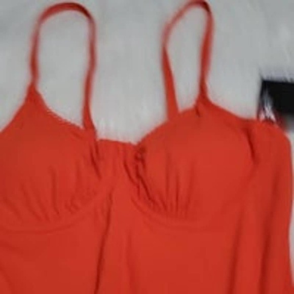 Target Orange Underwire Ribbed One Piece Swimsuit - L - Picture 3 of 6